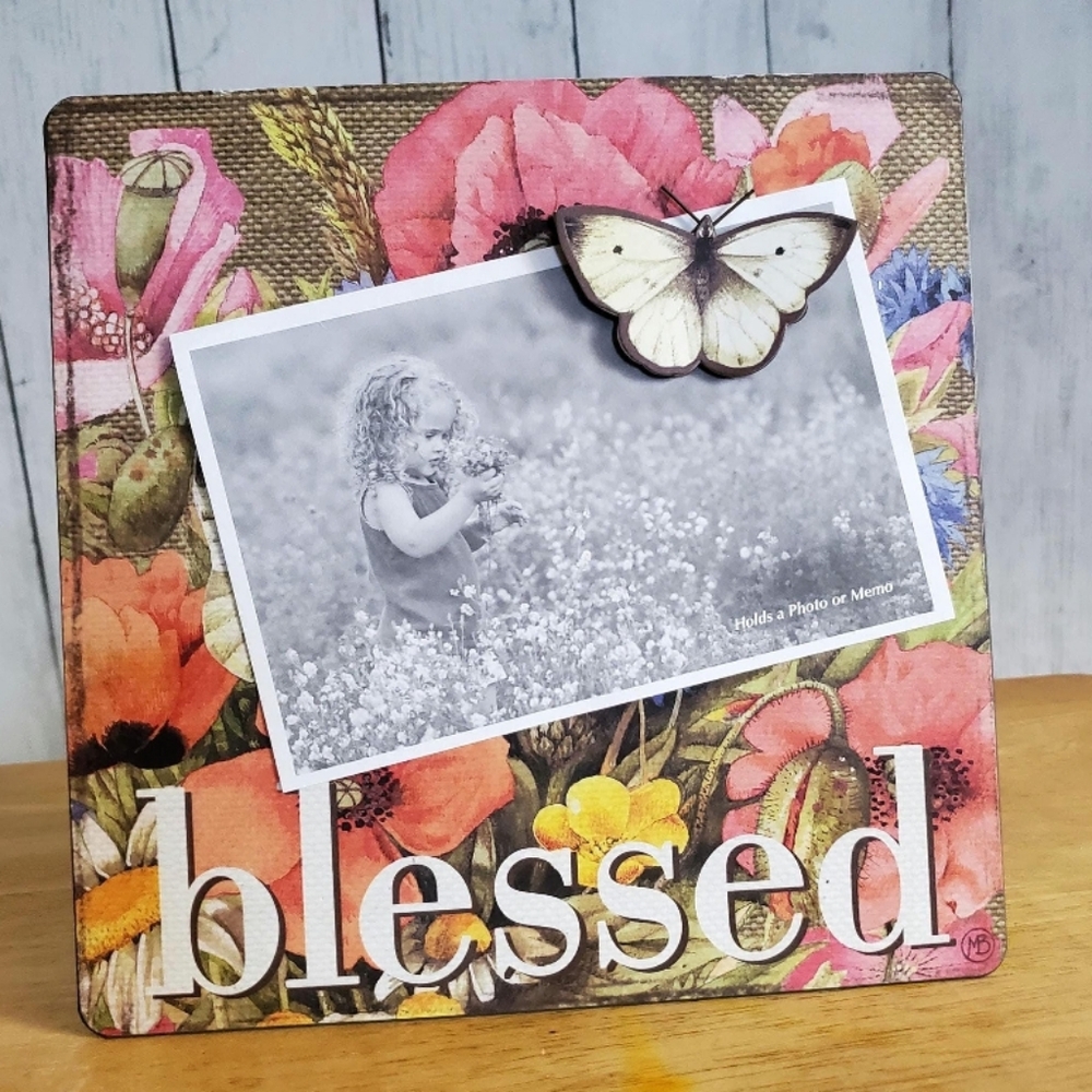 Nature's Journey Blessed Magnet Photo Holder w/ Butterfly Magnet